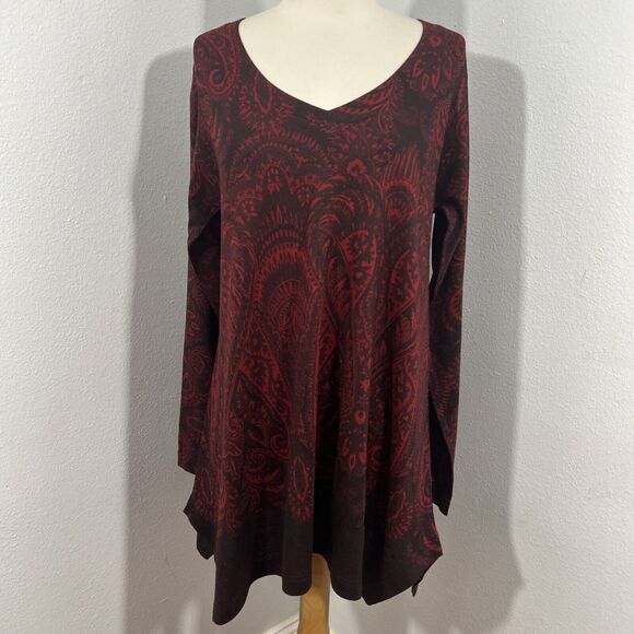 Soft Surroundings Top Womens Medium V Neck Nikita Paisley Tunic - Picture 2 of 12